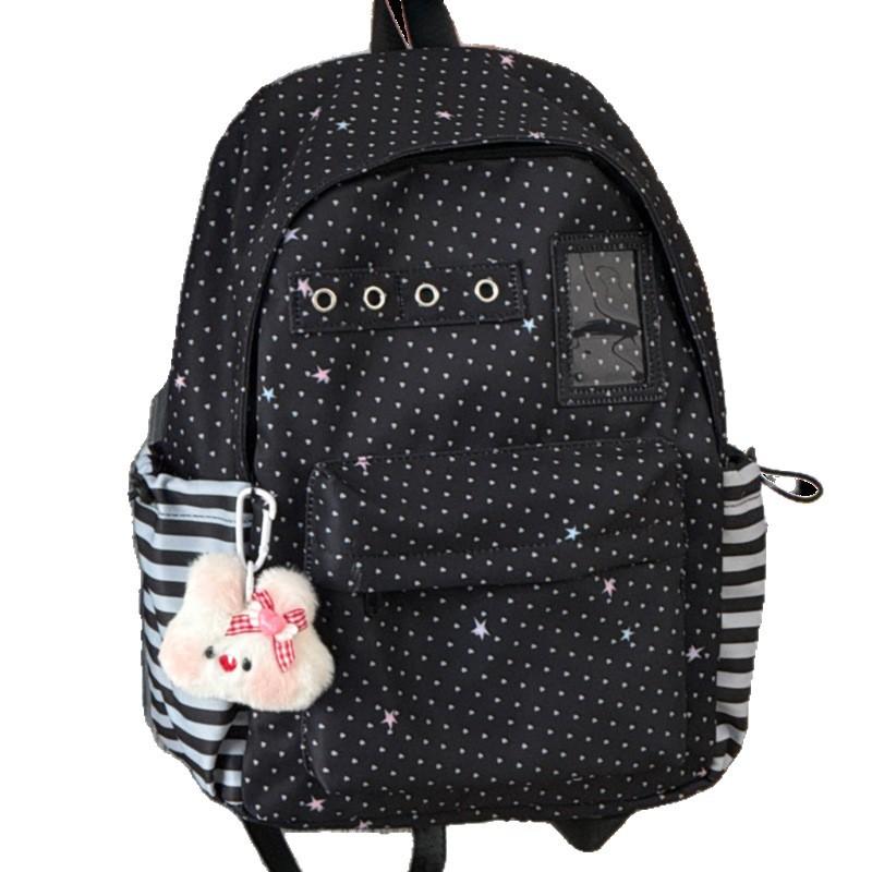 Schultasche College-Stil Hoher Wert Star-Schüler Schultasche Große Kapazität Mittelschüler Rucksack Gepunkteter Rucksack Weiblich