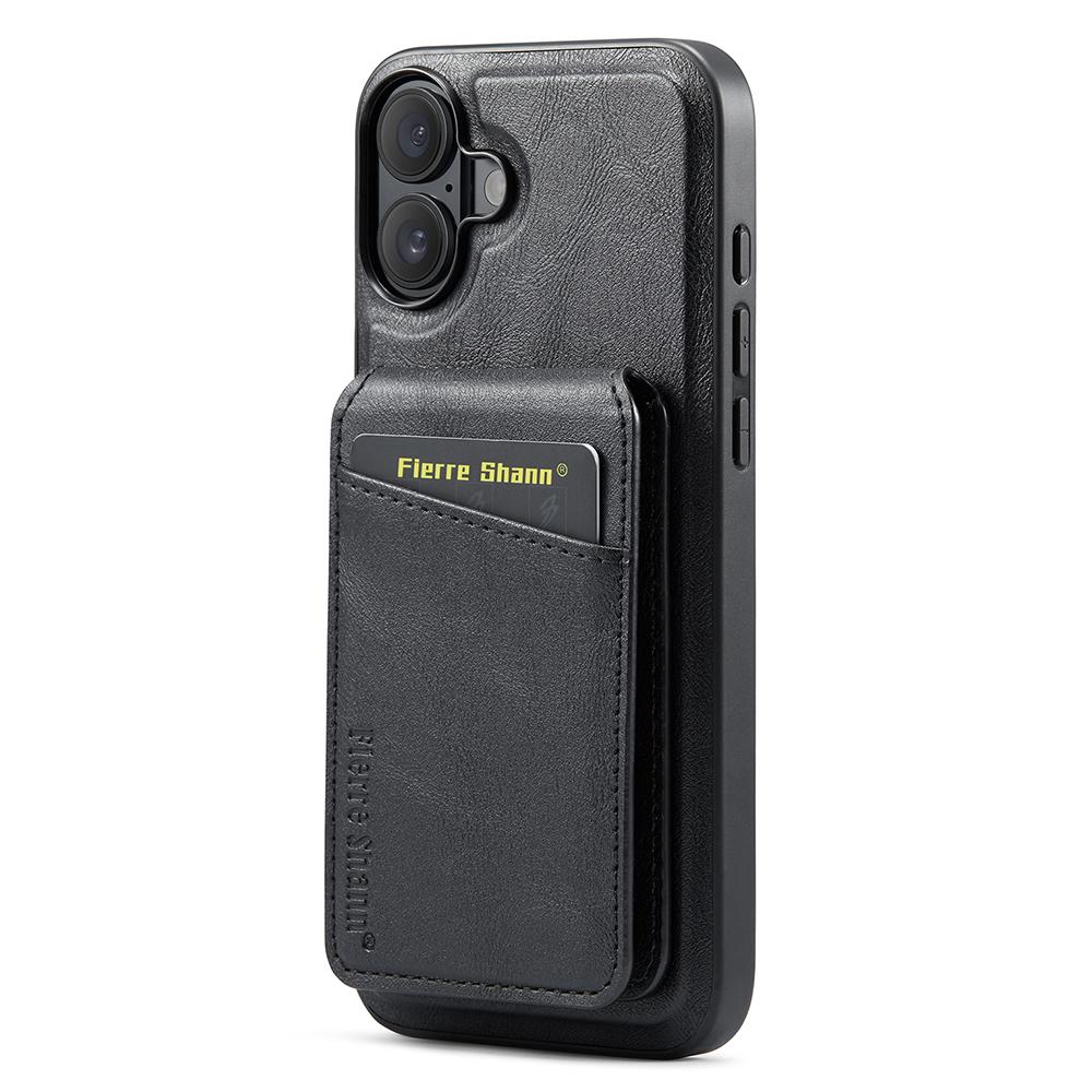 FIERRE SHANN 025 Style For iPhone 16 Case Leather+TPU Detachable Card Slots Phone Cover