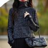 Damstickad Turtleneck-tröja i brunmelerad ull Varm Mjuk Hög Hals Pullover Topp