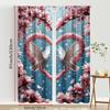 2PCS blue background pink flower white dove curtain   romantic spring view   bedroom and living room   drawbar pocket style