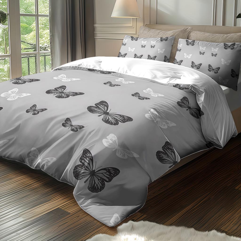 3pcs Butterfly pattern bedding set, 1 quilt cover+2 pillowcase, soft and fashionable home decoration for girls and women bedroom