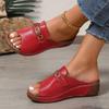 Summer slope heel thick-soled slippers metal decoration Roman style fish mouth beach cool slippers