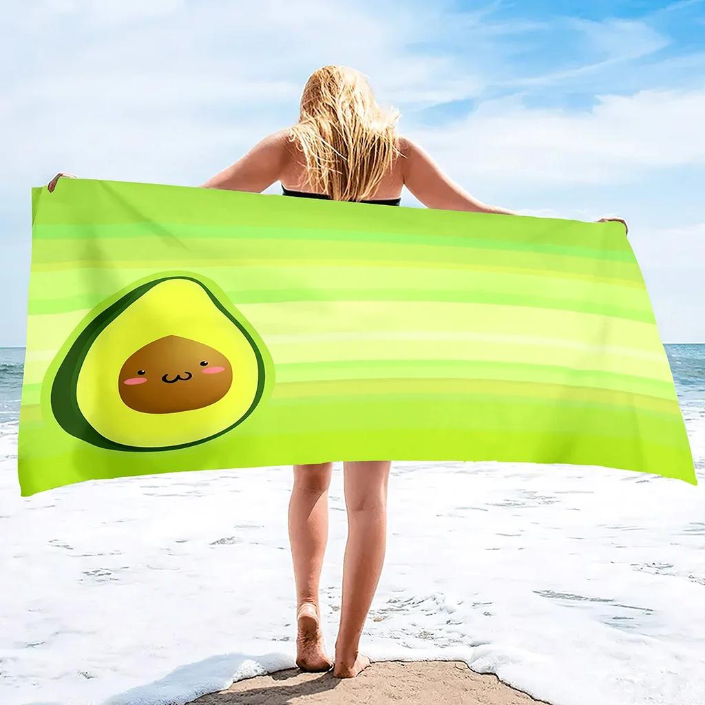 Beach Towel,Oversized Soft Absorbent Camping Travel Towel Quick Drying Absorbent Microfiber Pool Towel with Avocado Pattern
