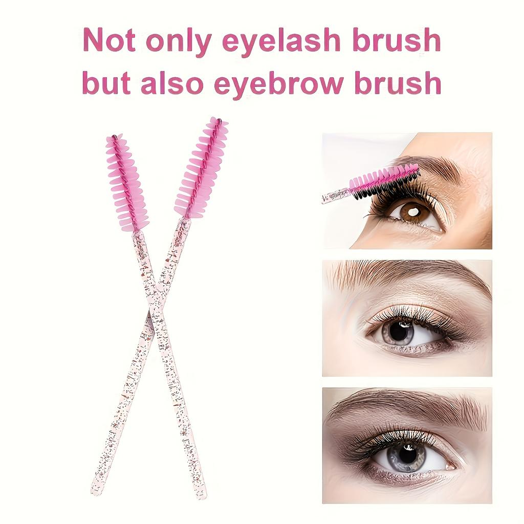 100pcs Eyelash Brush Set Bottled Crystal Rod Eyelash Brush Barrel Eyebrow Comb Brush Colored Eyelash Curling Brush Eyelash Extension Tools.