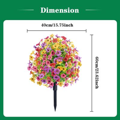 Violet Eucalyptus Garden Stake: Realistic Faux Flower Decoration with Ground Peg