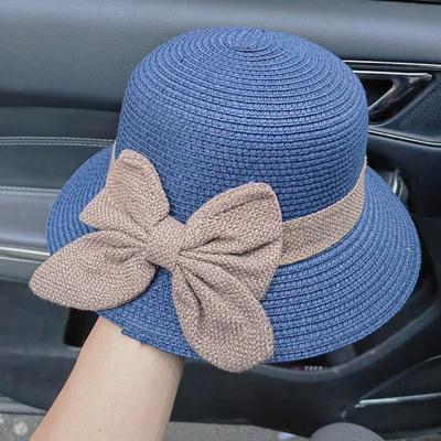 Bow Decor Sun Hat French Elegant Wide Brim Straw Hats Summer UV Protection Sunshade Hats Suitable for Travel Holiday