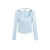 American with chest pad hanging neck fake two long-sleeved t-shirt women's autumn and winter niche elastic slim slim inner top