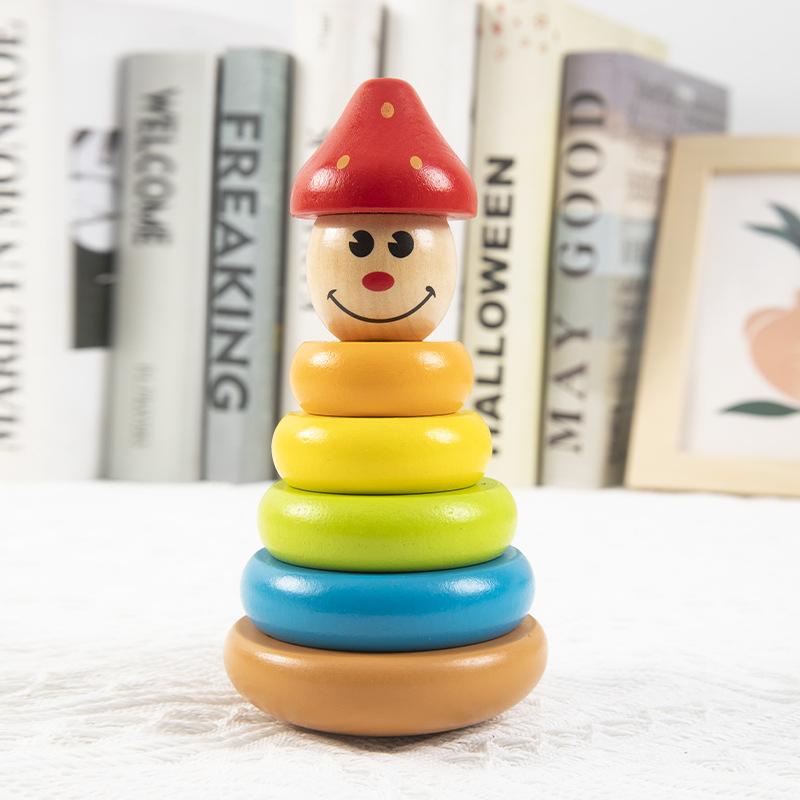 Wooden Children's Rainbow Tower Tumbler Stacked High Set of Columns Parent-child Activity Baby Early Education Educational Toys