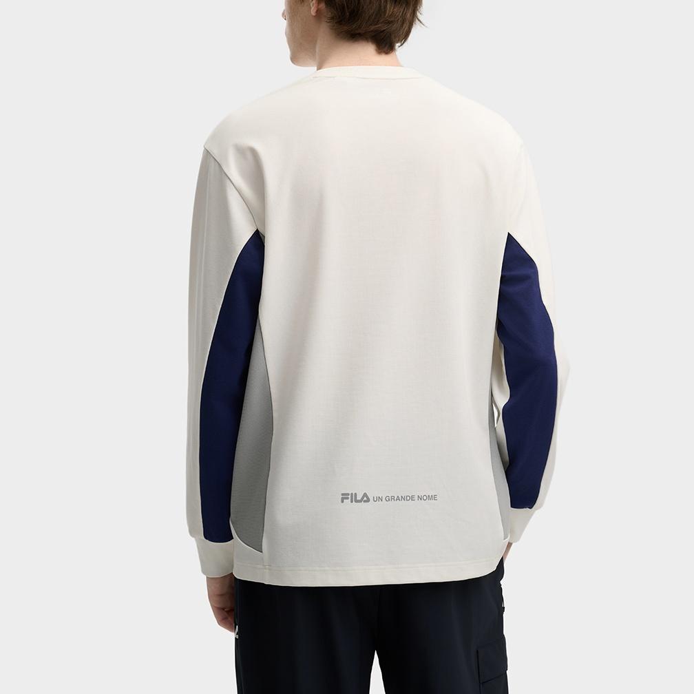 Fila Comfortable Letter Round Neck Pullover Long Sleeve T-Shirt Men Tops Cloud-Mushroom-White F11M519214F-WT
