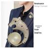 Luxury Copper Zircon Pearl Cheetah Brooch for Men and Women - Elegant Accessory for Suits and Shirts
