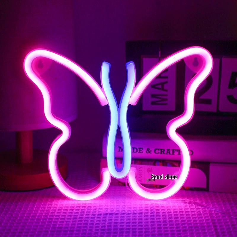 LED Neon Butterfly & Planet Wall Light - Decorative E-sports, Bar, and Photo Prop Night Light