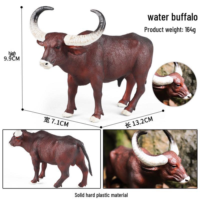 Children's Cognitive Animal Model Toy: Yellow Cow, Buffalo, Rhinoceros, Zebu, Bison, Bull Figurine.