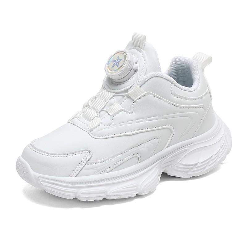 Kinder Weiß Schwarz Sneaker Schulsport Tanz Laufschuhe Mit Drehverschluss