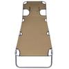 VidaXL Folding Lounge Chair and Headrest Adjustable Backrest Taupe