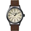 TIMEX Expedition Scout Metall Cremefarbenes Zifferblatt Braunes Armband T49963