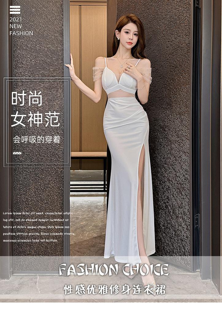 Temperament Elegant Slim-fitting Nightclub Women's Clothing Women's Flavor Low-cut Hip-wrapped Deep V-thin Suspender Dress