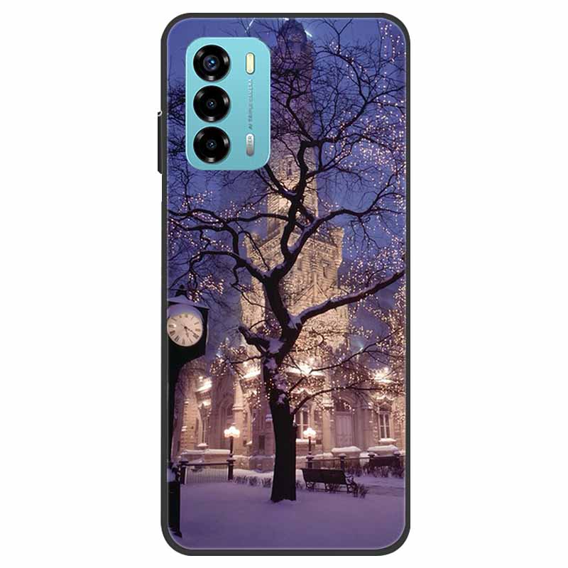 Custodia per ZTE Blade V40 Vita Fiore Marmo Nero Paraurti Morbido TPU Silicone Cover per ZTE V 40 Vita / Blade V40 Vita Custodie per Telefono