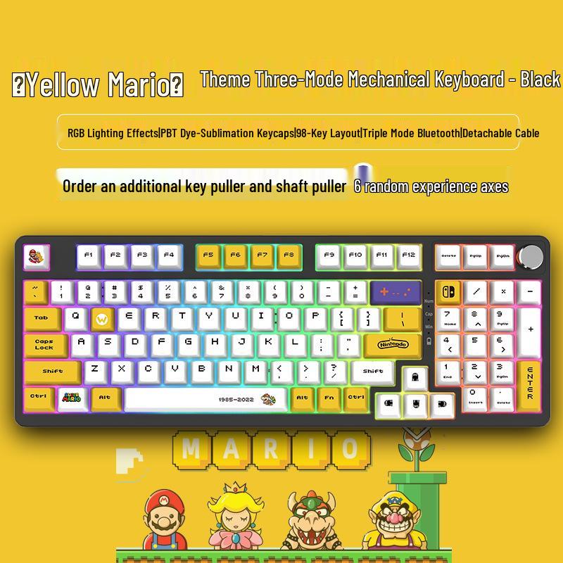 98-Key Wireless Bluetooth Three-Mode Mechanical Keyboard - Gaming, Esports, Office, PBT Transparent DIY Customization