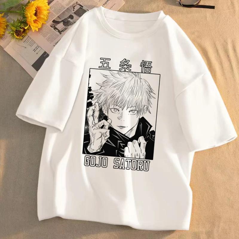 Summer Japanese Unisexga Gojo Satoru Cotton T-shirt Unisex Jujutsu Kaisen Anime T-shirt Unisex Harajuku Kawaii Short Sleeve T-shirt