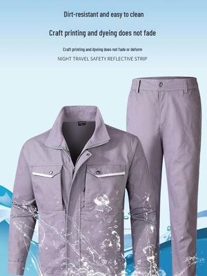 Men's Heavy-Duty Cotton Workwear: Durable, Wear-Resistant, Ideal for Spring & Autumn - Embroidered Suit for Welding, Construction & Auto Repair