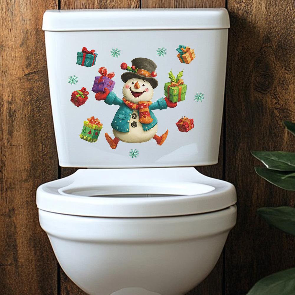 A Funny Snowman Bathroom Toilet Decoration Sticker for Giving Christmas Gifts