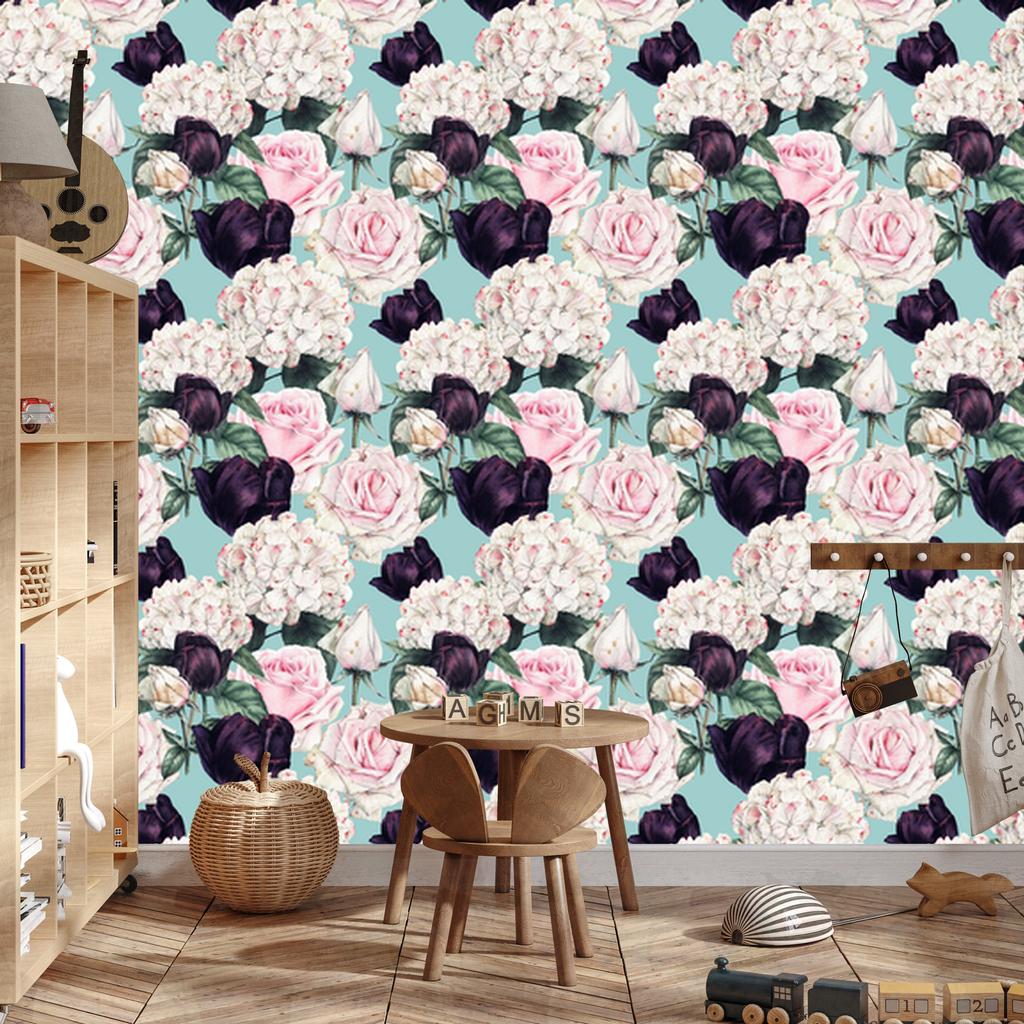 Roses wallpaper in muted colors for the living room and bedroom 50x1000