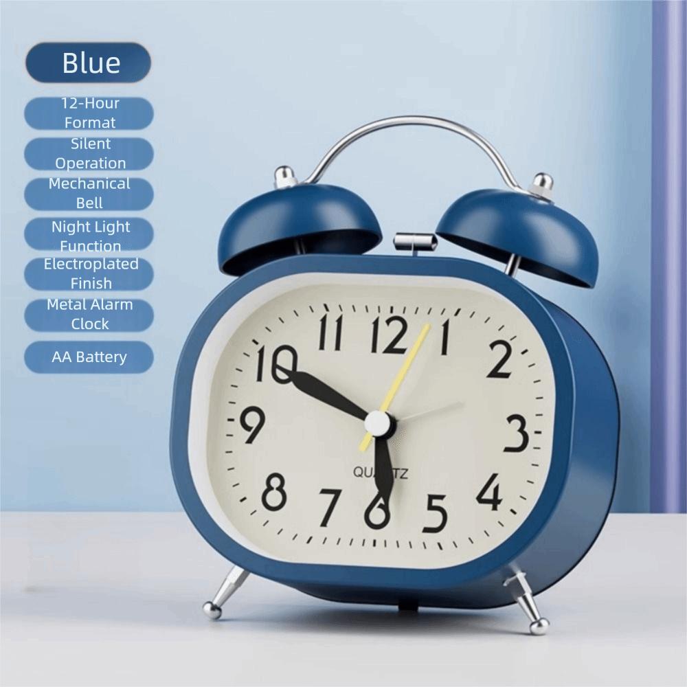 Metal Design Metal Alarm Clock Silent Operation Mechanical Clock  Deep Sleepers