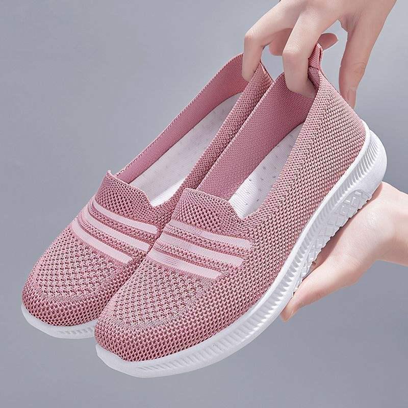 Old Beijing Women's Fly-Knit Fashion Mesh Walking Shoes - Soft Sole, Spring Style