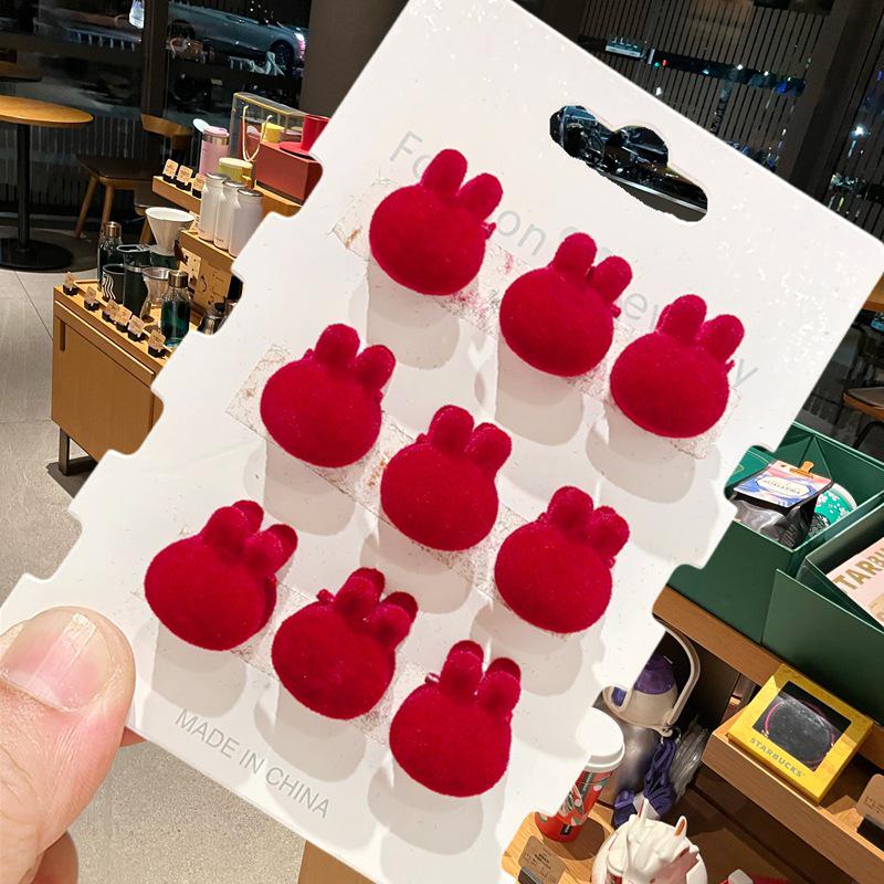 2024 Neue Herbst/Winter Beflockte Schleife Krallenklemme, Damen Haarspange für Pony