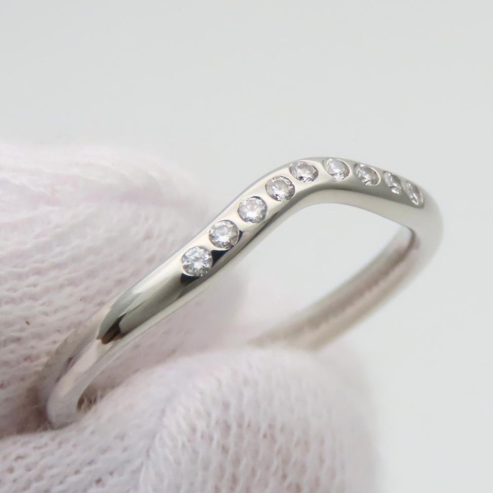 Used TIFFANY&Co. Ring Curved band EU#50.5 Pt950Platinum/diamond 3.19g Platinum El Saperetti