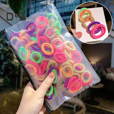 100Pcs Coloridos Laços de Cabelo Suave Toalha Anel Material Elásticos Anéis de Cabelo Estilo Leve Versátil Acessórios