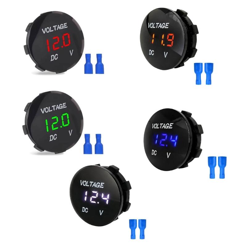Panel Mount Digital Meter 3-30V with LED Display, 12V 24V Battery Monitor for Motorcycle Boat Car Equipment Use