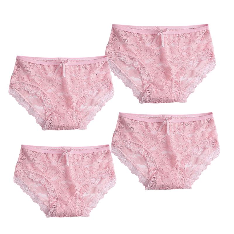 4 SZT Damska Seksowna Bielizna Koronkowe Oddychające Majtki Oddychające Koronkowe Wykończenie Siateczkowe Majtki