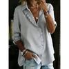 IHUASU Women's Fashion Casual Solid Color Print Long Sleeve V-Neck Blouses & Shirts