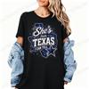 Leopard She’s From Texas I Can Tell Print Women's T-Shirts Pink Texas Girl Shirts Country Western Tees Design Short Sleeve