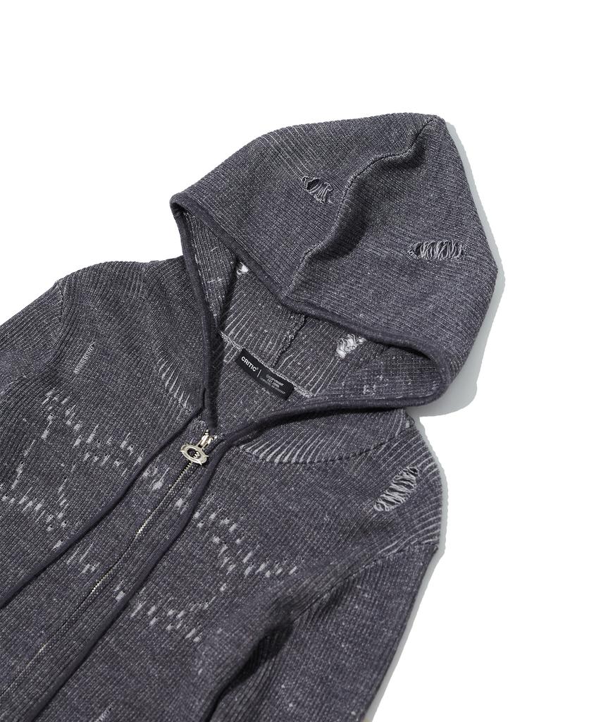 CRITIC Wormhole Hoodied Knit(For Women) Charcoal