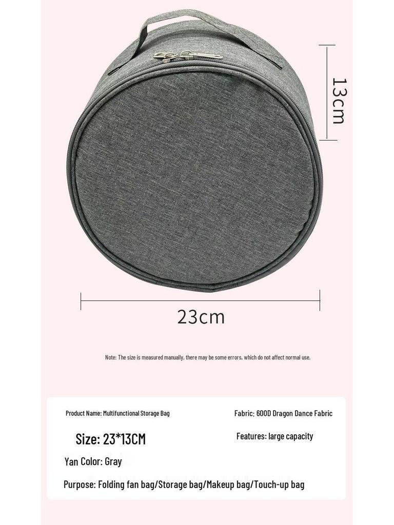 Round Folding Outdoor Fan & Makeup Storage Pouch for Camping
