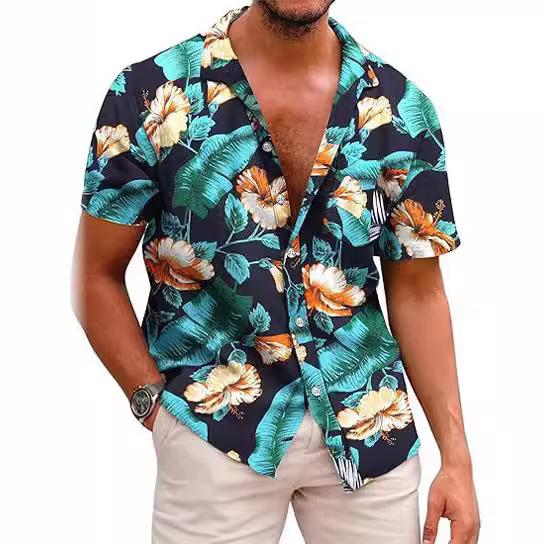 Summer Essential! Tropical Leaf Print Short-sleeve Shirt