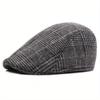 Vintage Plaid Flat Cap Unisex Lightweight Beret Newsboy Hats Classic British Style Duckbill Cap for Women & Men