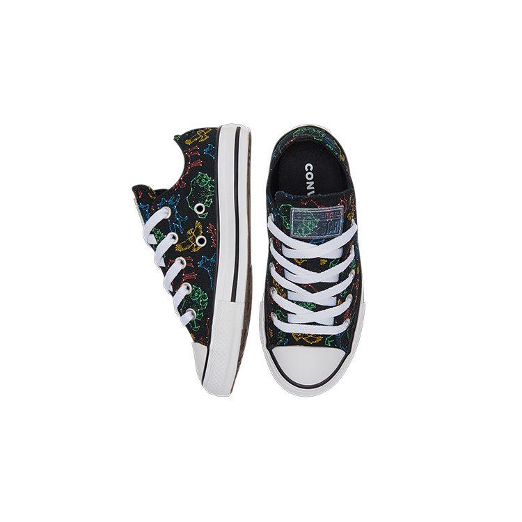 Converse Chuck Taylor All Star Abrasion Resistant Low Top Kids Canvas Shoes Black Green Multicolor 672372C
