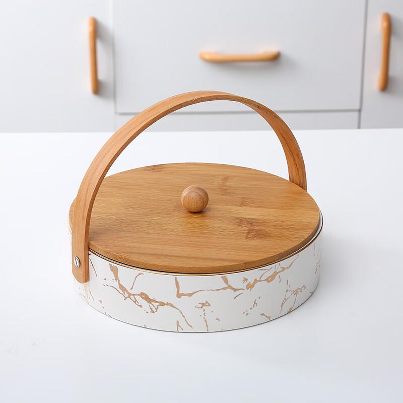 RuHan Creative Ceramic Divided Snack Platter with Lid