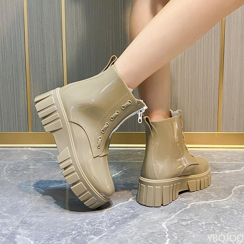 Fashionable Versatile New Rain Boots Women Short Shoes Waterproof Anti Slip Thick Sole Height Increasing Women Rain Boots 37 абрикосовый