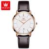 OLEVS 5869 Leather Strap Woman Watch Ultra Thin Waterproof Original Quartz Watch for Women Simplicity Elegant Ladies Wrist Watch