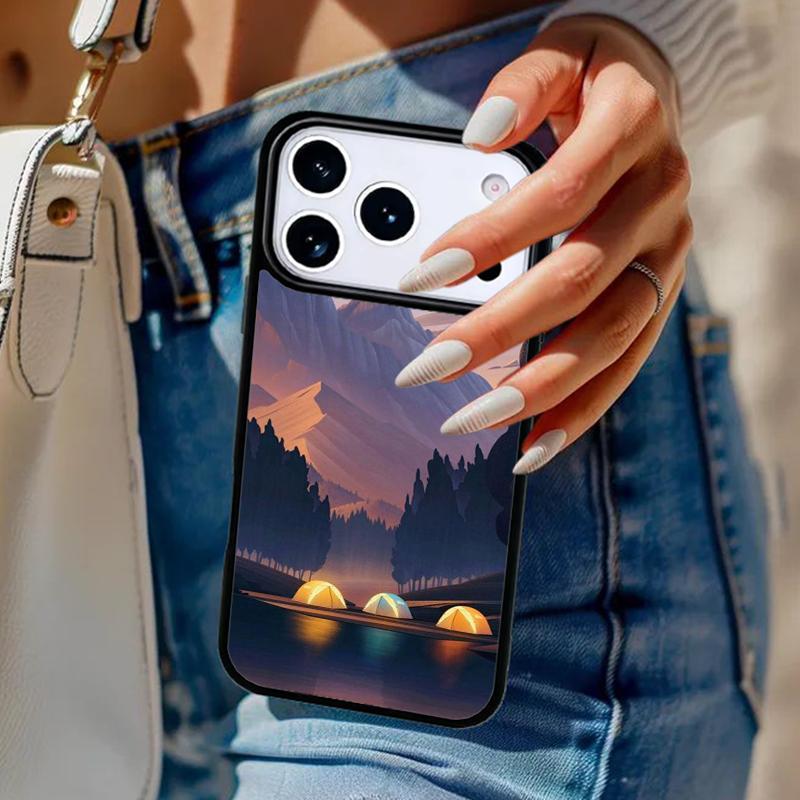 Natur Camping Kunst Handyhülle Für iPhone 17 Air 14 15 13 12 Max Hülle Für Apple 16e 11 Pro Max Plus Coque