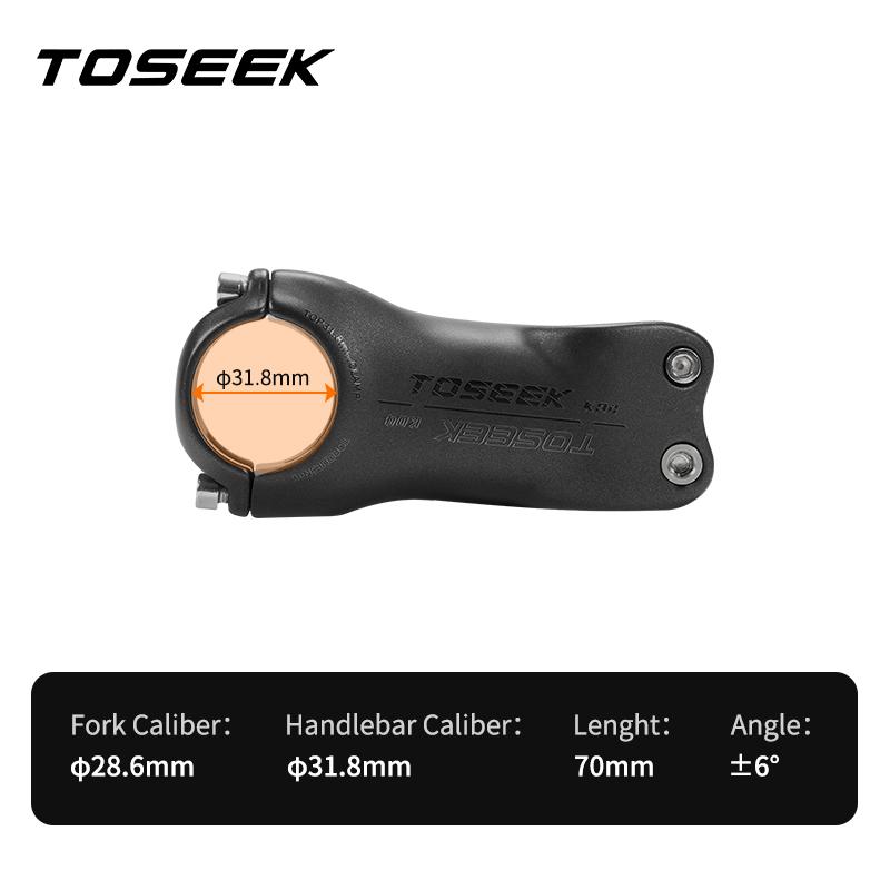 TOSEEK T700 Carbon Fiber Road Mountain Gravel Bike Stems 31.8mm Handlebar Clamp 28.6mm Steerer Clamp 6/17 Degree Bicycle Stem