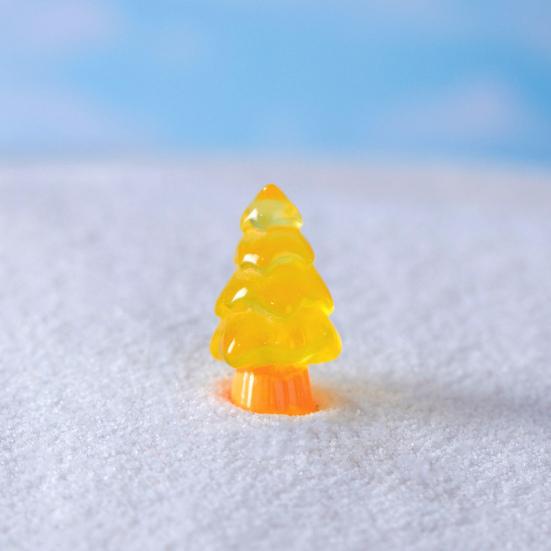 10 stk Mini juletredekorasjon Glow in The Dark Harpikshåndverk gjør-det-selv-dukkehus Snøhage Desktop Miniatyr juletrepynt Feriedekor