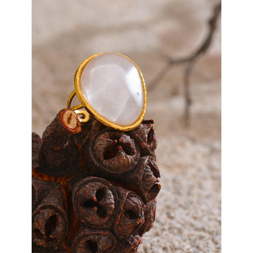 Eetit Exquisite Candy Multi-Color White Pink Blue Yellow Resin Adjustable Ring Gold Color Stainless Steel Summer Jewelry Gift