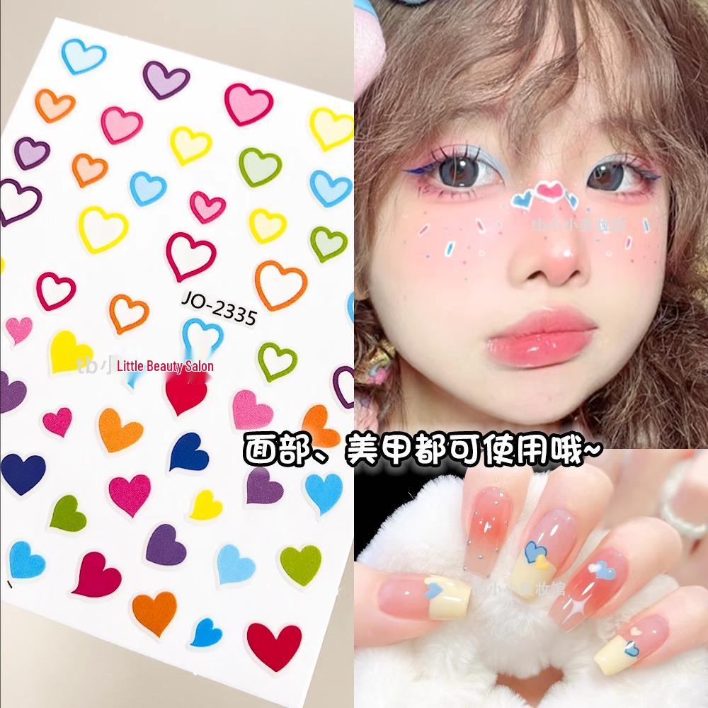 Dopamine Makeup Heart Stickers: Colorful Face & Nail Decorations for Festivals