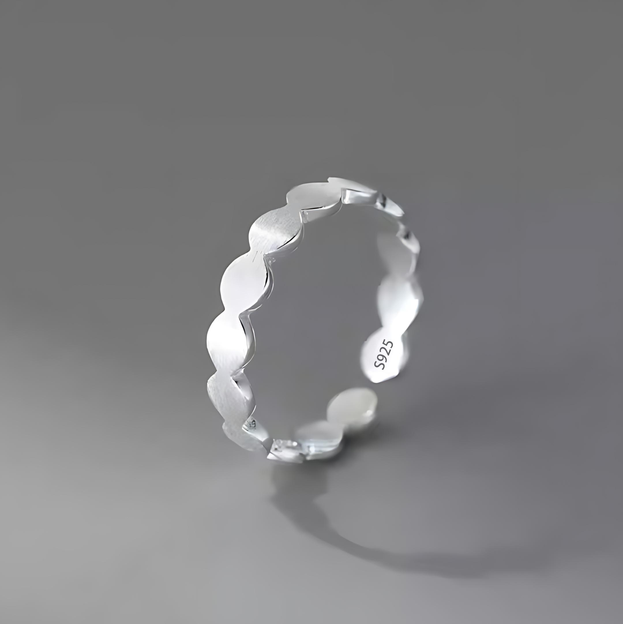 

PANJBJ 925 Sterling Silver Rings for Women Minimalist WideTexture Punk Hip Hop Open Jewelry Gift Prevent Allergy Dropshipping