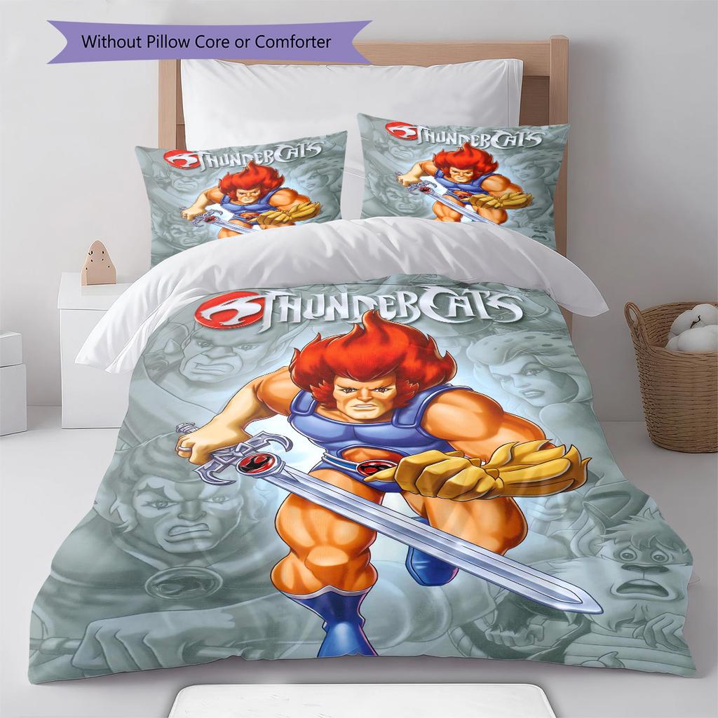 Thundercats Vzor Povlečení Sada Prošívaných Dek Quilt Cover Povlak na Polštář Domácí Dekorace Dárek (1 * povlak na peřinu + 2 * povlak na polštář, bez jádra)